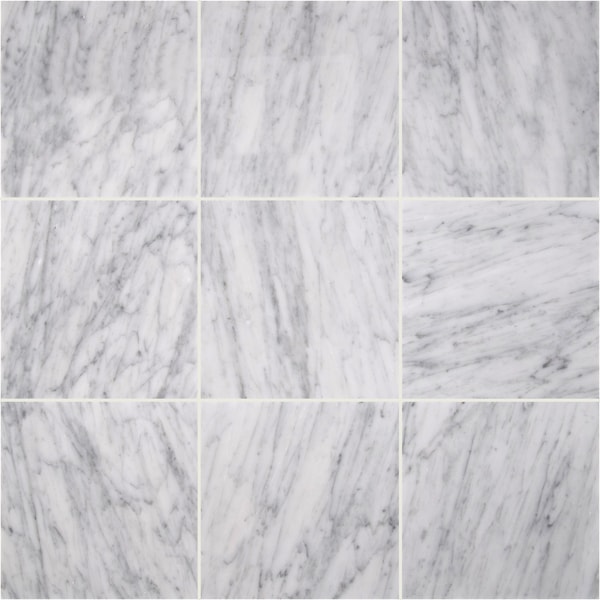 Carrara White 18 In. X 18 In. Polished Marble Floor And Wall Tile, 6PK